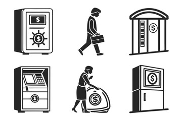 Financial services and money management vector icons.