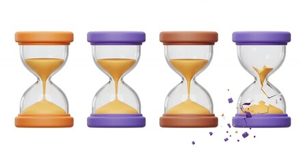 Collection of sand timers depicting time passing