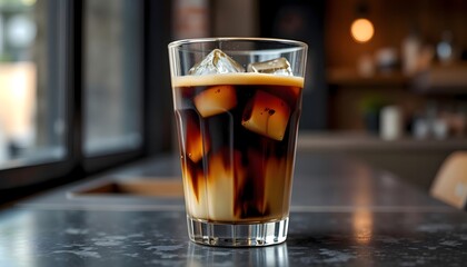  photograph of an iced Americano coffee