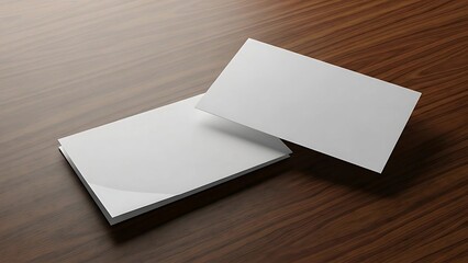 Blank Business Cards Mockup on Wooden Table Design Template
