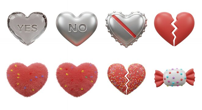 Various heart shapes set illustration graphics