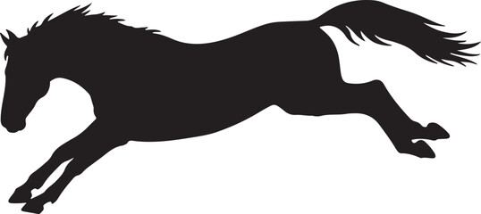 Obraz premium Silhouette of a Galloping Horse in Full Stride Artwork Powerful Symbol of Freedom and Spirit