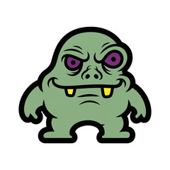 Obraz premium Cartoon Green Monster Character Illustration