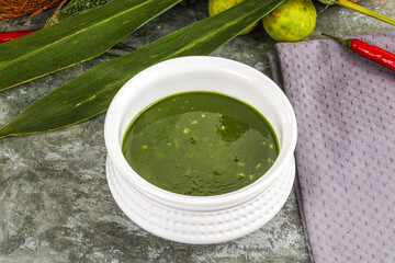Green spinach cream vegan soup