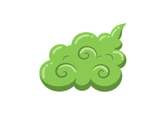 Pixel Art Green Cloud Anime Style Smoke Effect Graphic isolated on transparent background