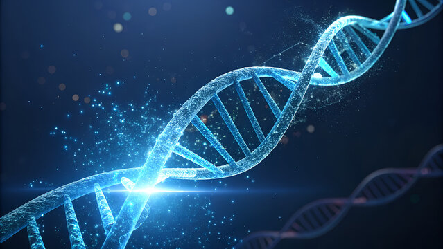 dna strand on blue background