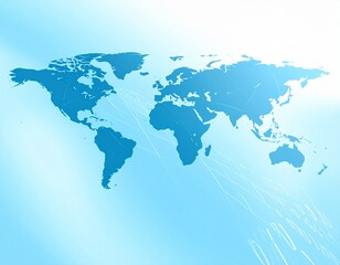 Fototapeta premium Subtle CGI World Map with Faint Pressure Lines | 60% Transparent Oceans for Infographic Overlays | Data Visualization Template
