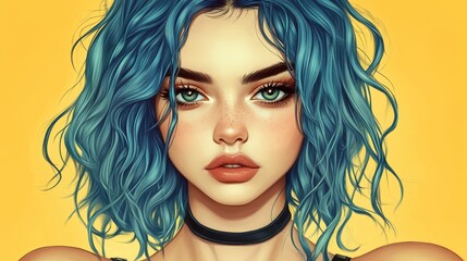 Fototapeta premium A charming anime girl illustrated in a vibrant, modern style, full of personality and cute details, perfect for art lovers.