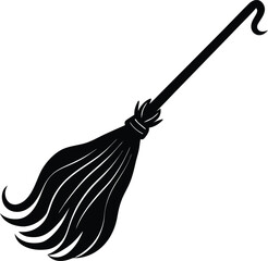 Vector art of a simple black and white vector illustration of a witchs broom for halloween or other magical uses