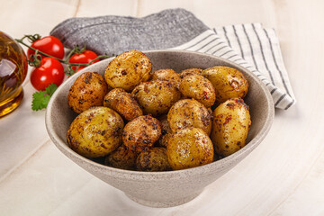 Baked mini potato with herbs