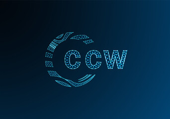 CCW low poly letter logo vector design. CCW lower poly logo design. CCW unique low poly logo design.