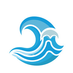 Abstract Ocean Wave Icon – Modern Blue Sea Water Symbol