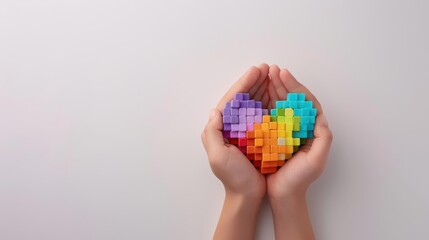 Celebrate World Autism Awareness Day with colorful puzzle hearts, symbolizing love and unity for children with autism.