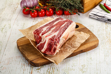 Raw beef ribs for cooking