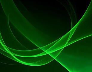Elegant Abstract Wave Design of vibrant green light flowing with dynamic energy on a dark, futuristic background