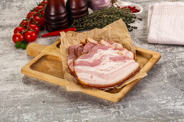 Smoked pork belly slices snack