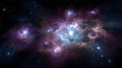 Naklejka premium Colorful nebulae and distant stars in deep space.