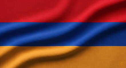 Fototapeta premium Armenia Fabric Flag Covering Full Canvas With Subtle Folds And Dramatic Lighting JPG