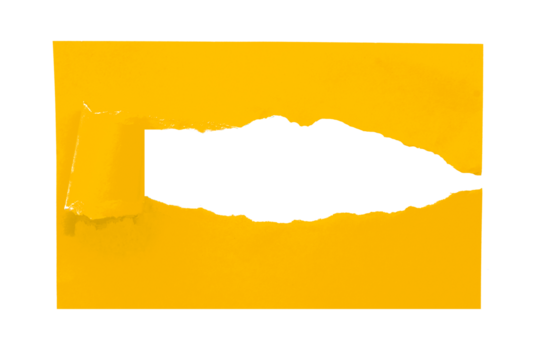 Yellow torn paper isolated on transparent background