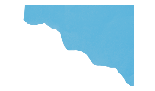 Light blue torn paper isolated on transparent background