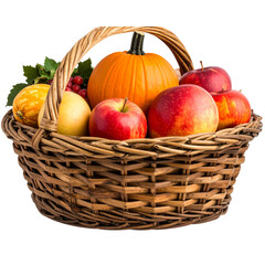 PNG Harvest baskets with autumn produce, element set on transparent background