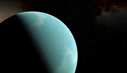Pale blue planet in dark space