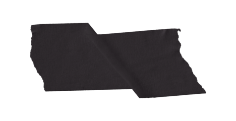 Black torn paper tape isolated on transparent background