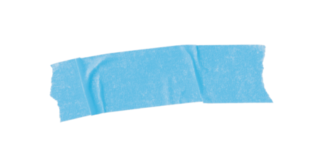 Light blue torn paper tape isolated on transparent background