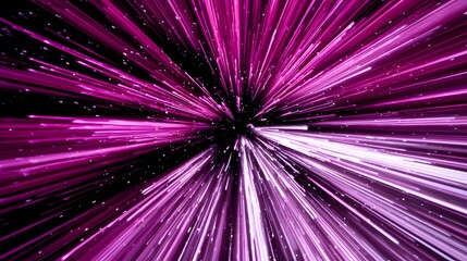 Abstract design with vibrant purple and white radial lines.
