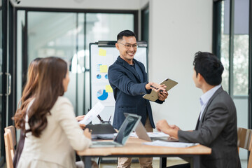 Group of business people are having a meeting.