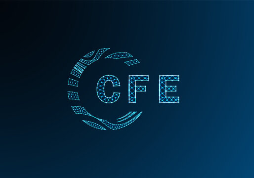 CFE low poly letter logo vector design. CFE lower poly logo design. CFE unique low poly logo design.