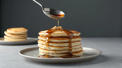 stack of pancakes with syrup