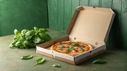 Yummy pizza in a box