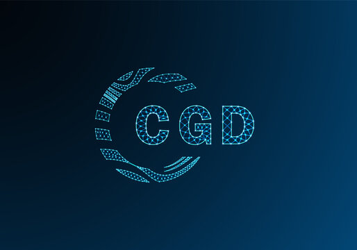 CGD low poly letter logo vector design. CGD lower poly logo design. CGD unique low poly logo design.