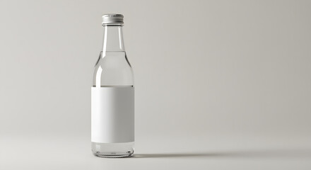 Minimalist Clear Glass Bottle with Blank Label Mockup Presentation