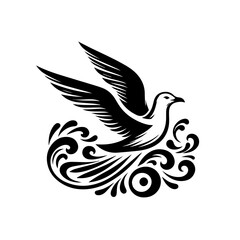 Fototapeta premium Elegant seagull flying over the waves isolated on white background
