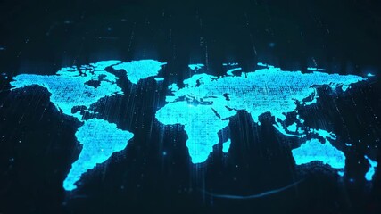 Global Data Flow Visual Digital World Map Animation - Powered by Adobe