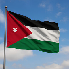 A high-resolution photo of Jordan’s flag waving in the sky.