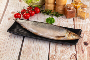 Raw whole salted herring fish