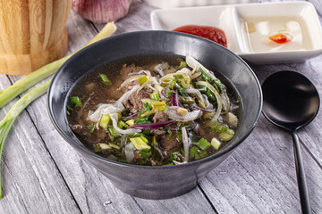 Vietnamese Pho Bo soup with beef