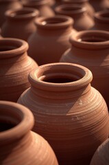 clay pots in the market