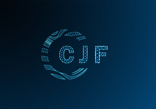 CJF low poly letter logo vector design. CJF lower poly logo design. CJF unique low poly logo design.