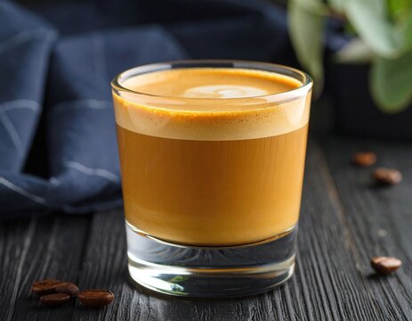 Glass Of Coffee Drink With Art On Top - Powered by Adobe