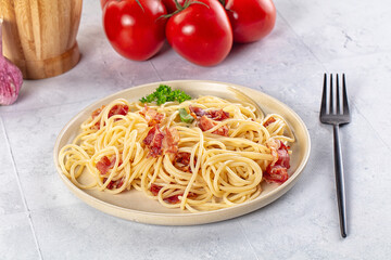 Italian pasta spaghetti with bacon