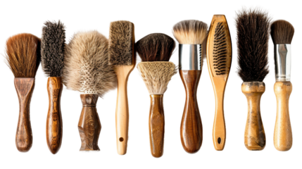 Rustic Brushes Made with Genuine Horsehair on white background