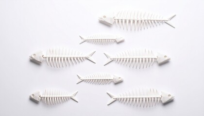 Fototapeta premium Intricate Display of Fish Bones Artfully Arranged on Natural Surface Evoking Nature's Beauty and Fragility