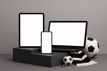 Modern Device Mockup with Soccer Elements for Sports Promotion and Design