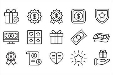 Gift and Prize Money Icon Collection for Ecommerce