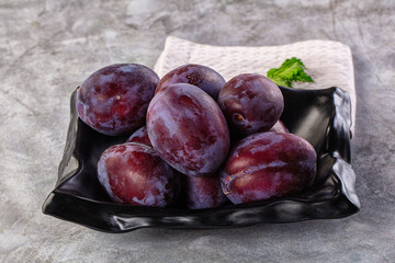 Ripe sweet fresh juicy plums