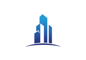 Modern Cityscape: Abstract Blue Skyscraper Illustration isolated on transparent background